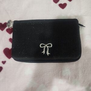 Victoria's Secret Black Clutch with Silver Bow